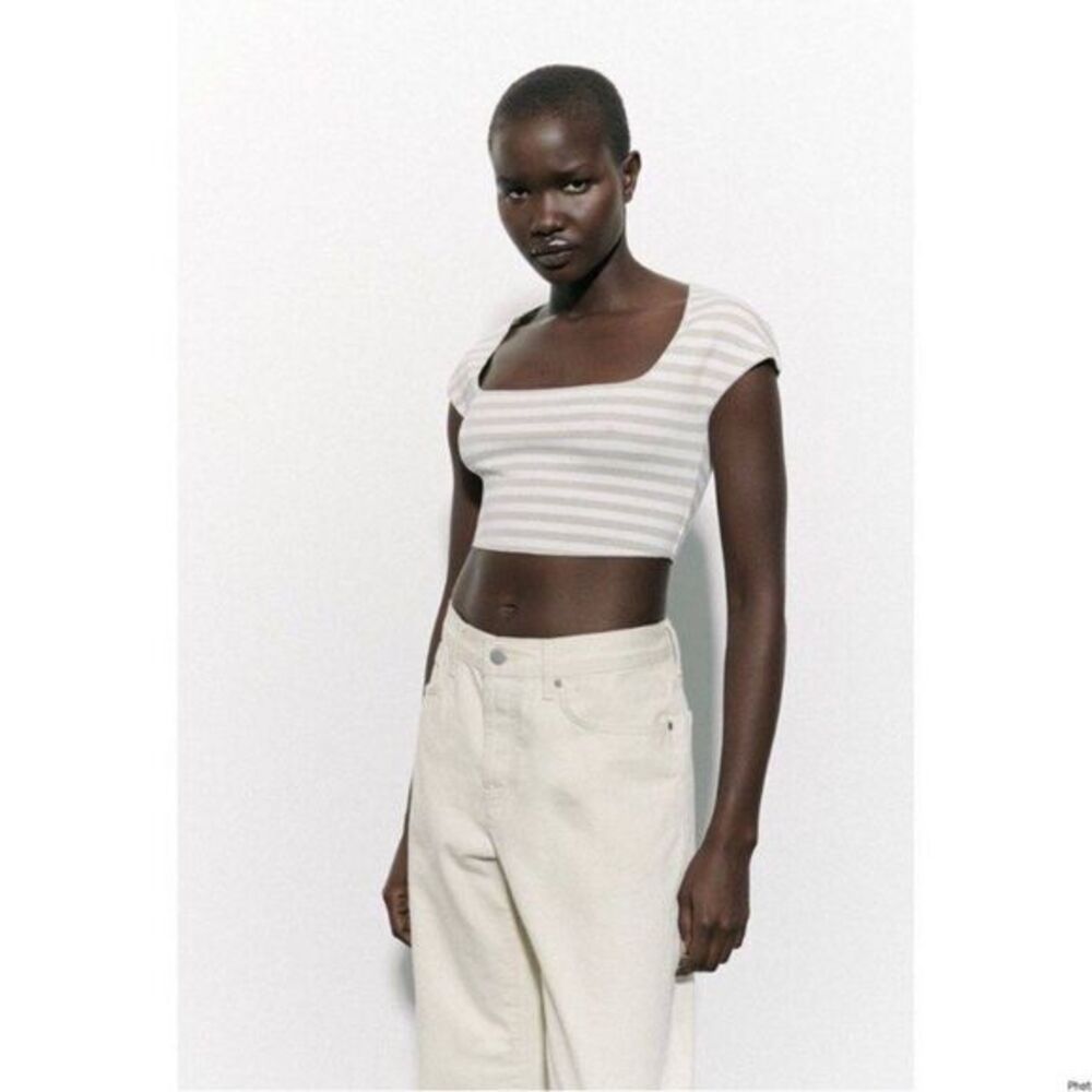 ZARA Novelty Stretch Knit Top NWT